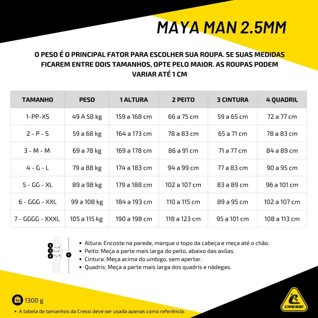 Roupa de Mergulho Longa Cressi Maya Man Masculina em Neoprene 2,5 mm - Imagem 6