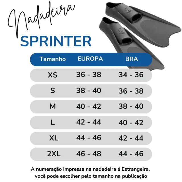 Nadadeira Pé de Pato Sprinter Fun Dive - Pé Fechado em Borracha para Resgate e Natação - Imagem 6