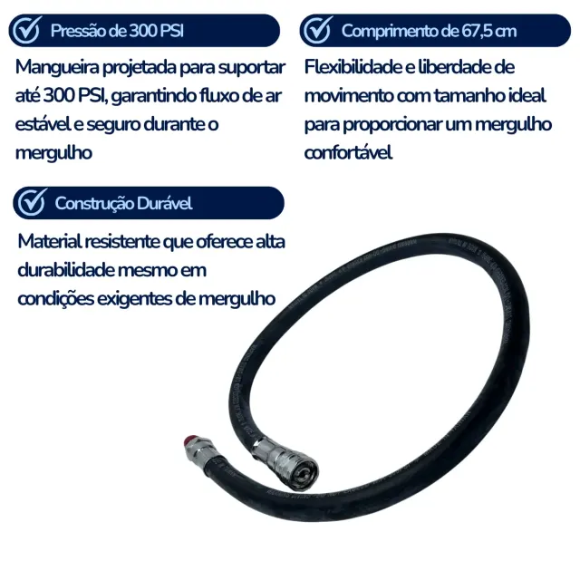 Mangueira de Baixa Pressão Fun Dive LP-REG 67,5 cm para Segundo Estágio - Imagem 3