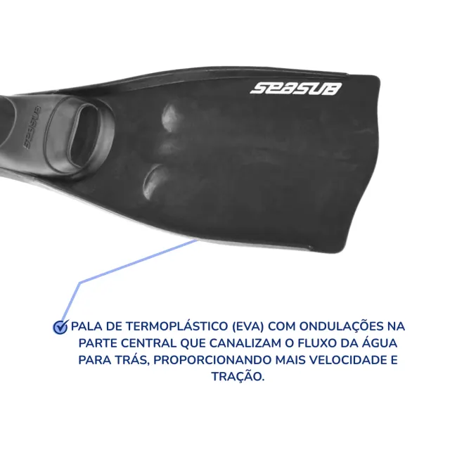 Nadadeira Seasub com Sapata Fechada e Pala em EVA para Mergulho - Imagem 4