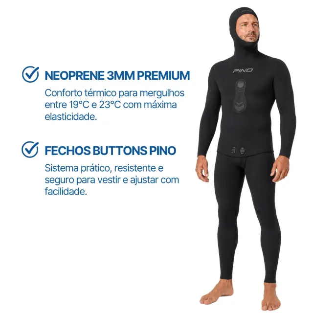 Roupa de Pesca Submarina Pino Viper Fusion 3mm Opencell Jaqueta e Calça - Imagem 12