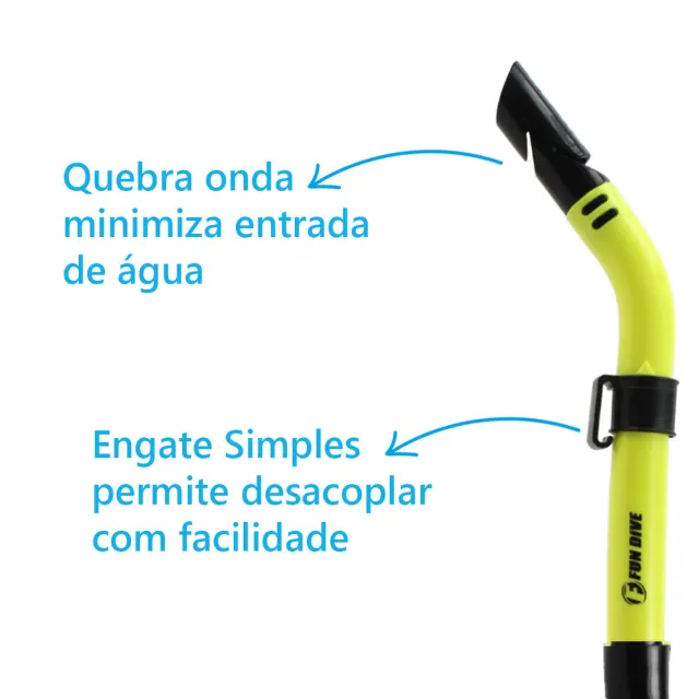 Snorkel Respirador SK-09 FUN DIVE com Válvula de Drenagem e Quebra-Onda para Mergulho e Snorkeling - Imagem 5