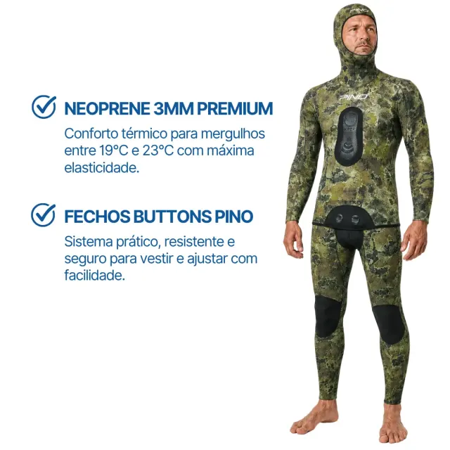 Roupa de Pesca Submarina Pino Viper Fusion 3mm Opencell Jaqueta e Calça - Imagem 21