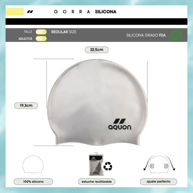 Touca de Silicone Aquon para Natação e Hidroginástica Tamanho Único - Imagem 8