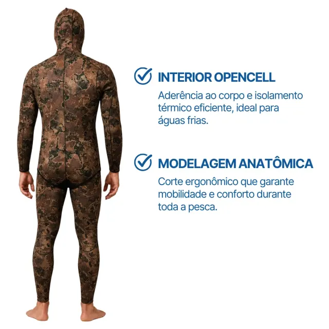 Roupa de Pesca Submarina Pino Viper Fusion 3mm Opencell Jaqueta e Calça - Imagem 8