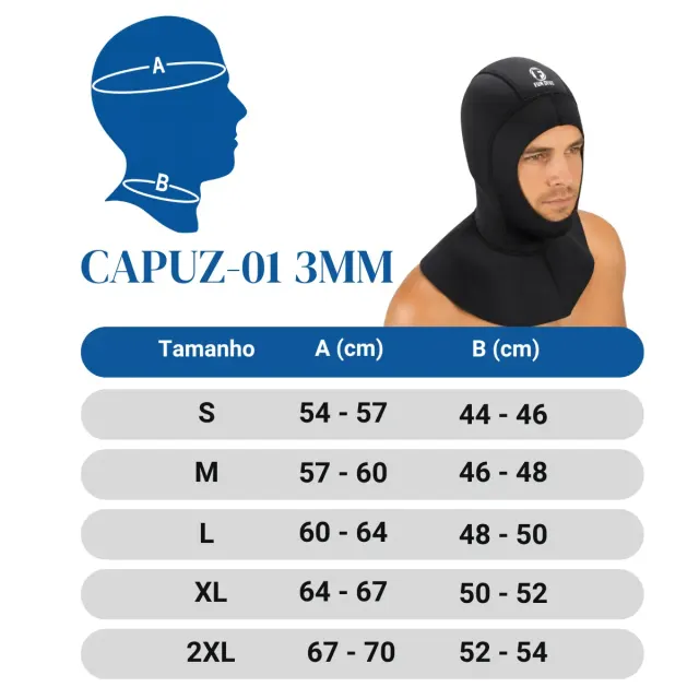 Capuz de Neoprene 3mm Fun Dive para Mergulho e Pesca Sub - Imagem 6