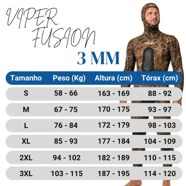 Roupa de Pesca Submarina Pino Viper Fusion 3mm Opencell Jaqueta e Calça - Imagem 9