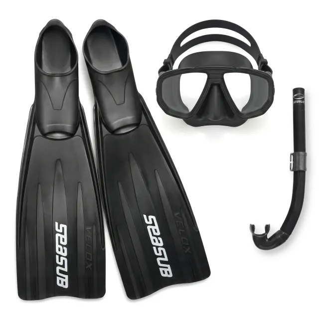 Kit de Mergulho Dua Velox Seasub — Máscara, Snorkel e Nadadeira Fechada - Imagem 1
