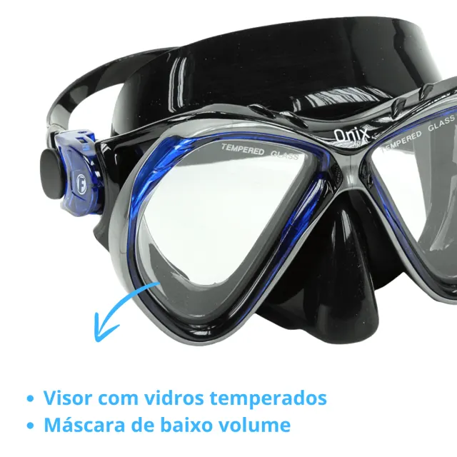 Kit Máscara Fun Dive Onix com Snorkel SK-10 Dry e Dupla Válvula - Imagem 13