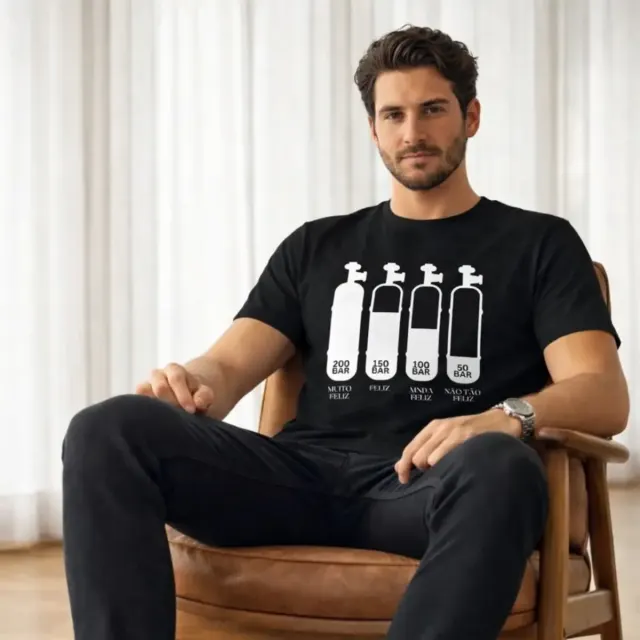 Camiseta de Mergulho Níveis de Felicidade Algodão Imersa Divers - Imagem 10