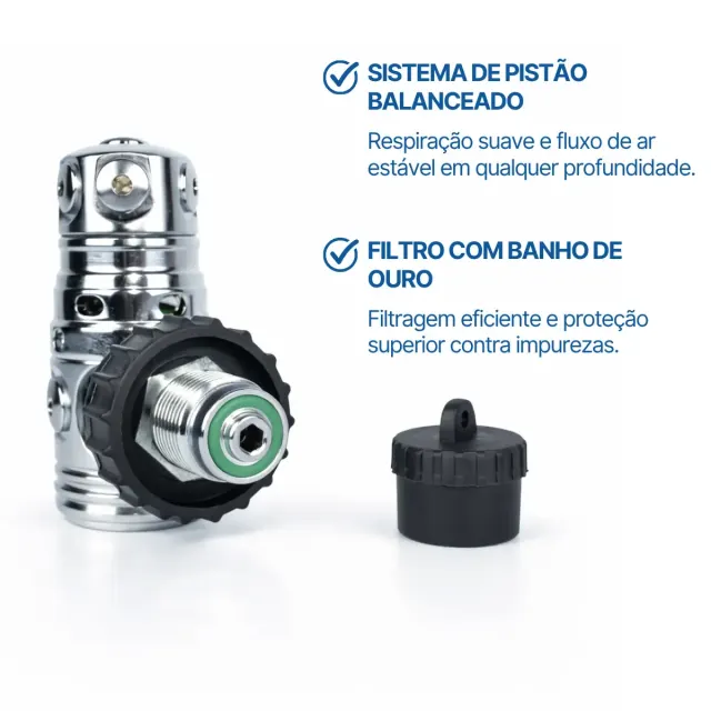 Kit Regulador de Mergulho RX-01 DIN 300 + X-7 Fun Dive - 1º e 2º Estágio Balanceados - Imagem 5