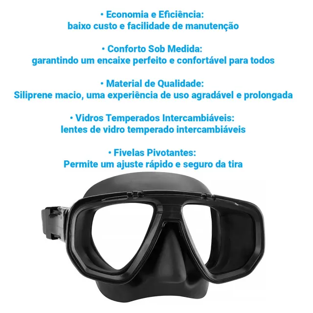 Máscara de Mergulho Seasub DUA com Lentes de Vidro Temperado e Ajuste Rápido - Imagem 12