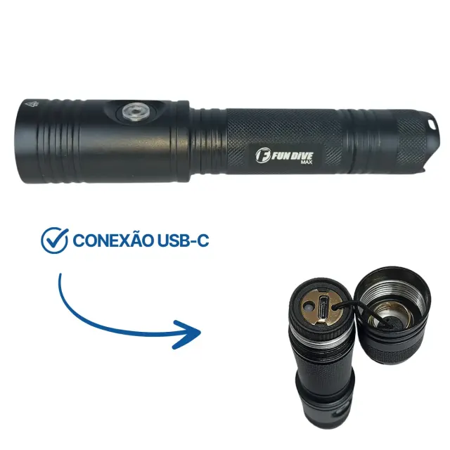 Lanterna de Mergulho Fun Dive MAX 1200 Lumens · Recarregável, IPX8 e Alcance de 276m - Imagem 5