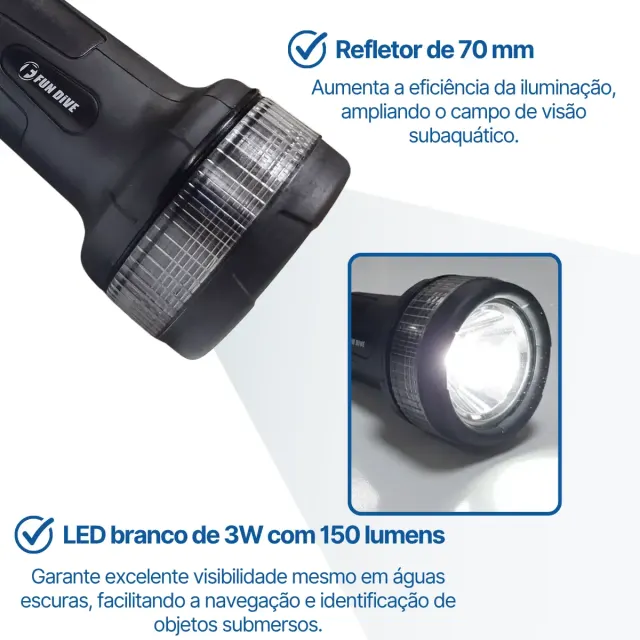 Lanterna de Mergulho Thor LED Fun Dive 150 Lumens à Prova d'Água até 50 m - Imagem 8