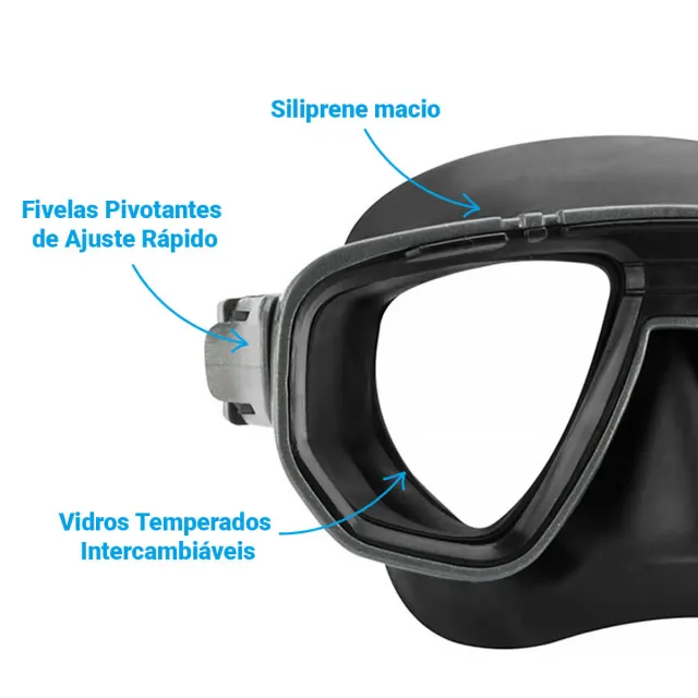 Máscara de Mergulho Seasub DUA com Lentes de Vidro Temperado e Ajuste Rápido - Imagem 17