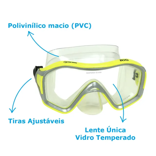 Kit Mergulho Fun Dive Máscara Rio + Snorkel SK-09 para Snorkeling, Apneia e Pesca Submarina - Imagem 16