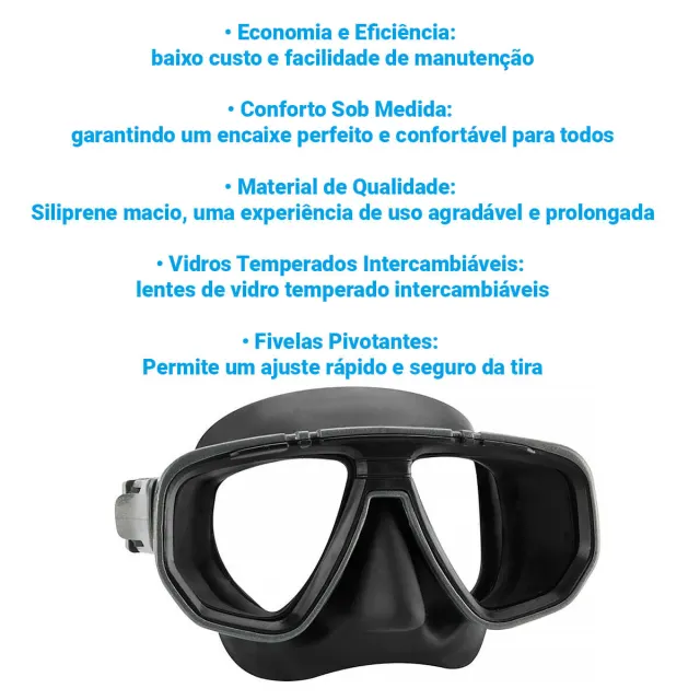 Máscara de Mergulho Seasub DUA com Lentes de Vidro Temperado e Ajuste Rápido - Imagem 18