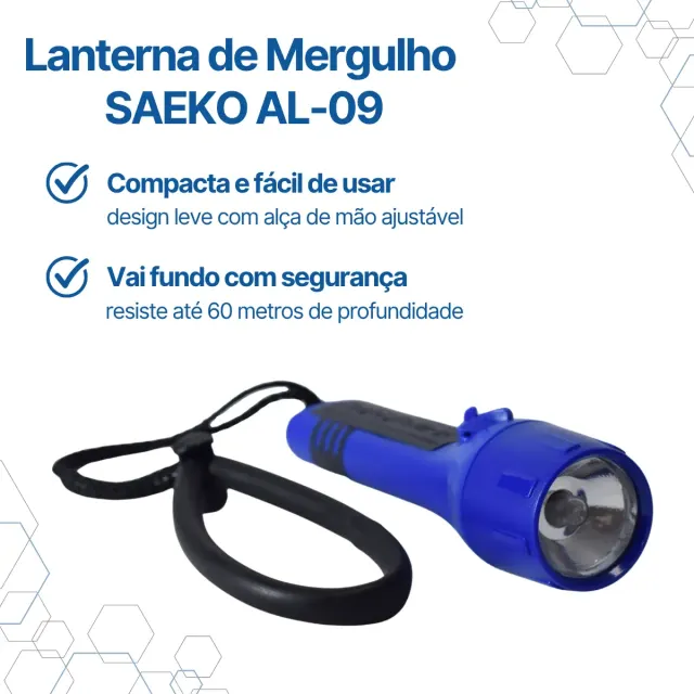 Lanterna de Mergulho SAEKO AL-09 6W — Luz Auxiliar e Reserva até 60m - Imagem 2