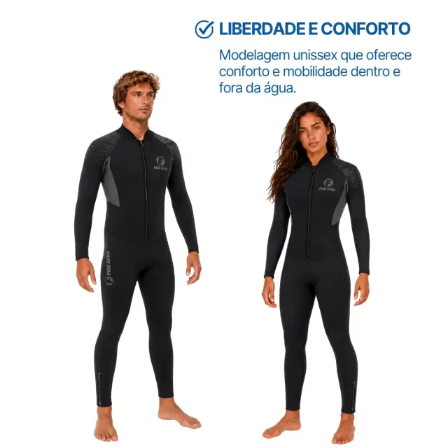Roupa de Mergulho Fun Dive Rocas Zip 5mm Neoprene Unissex Zíper YKK Frontal e Tornozelo - Imagem 5