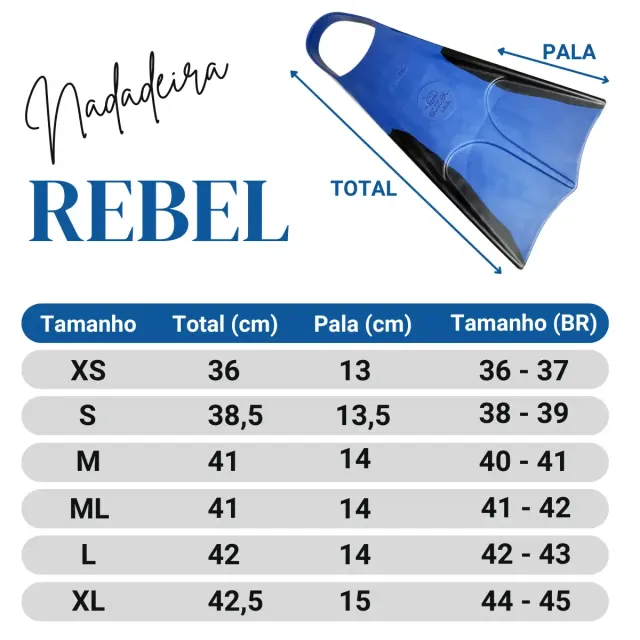 REBEL, Nadadeira borracha pala curta - Imagem 16