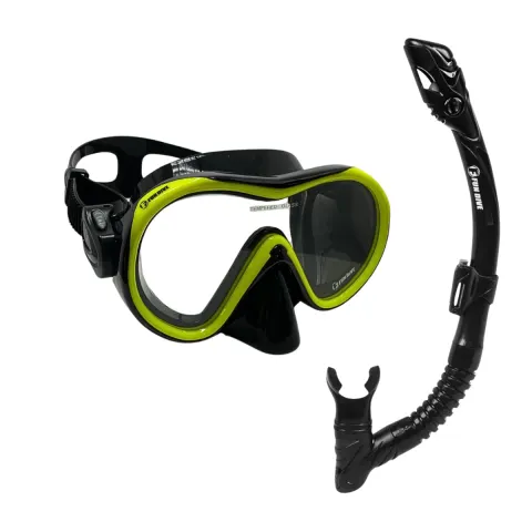 Kit Máscara Fox + Snorkel SK-10 Dry Fun Dive para Mergulho, Snorkeling e Apneia