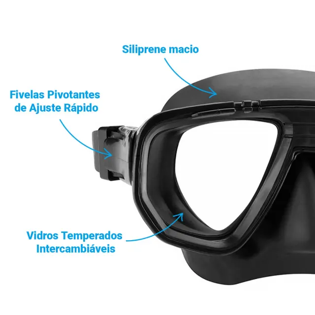 Máscara de Mergulho Seasub DUA com Lentes de Vidro Temperado e Ajuste Rápido - Imagem 11