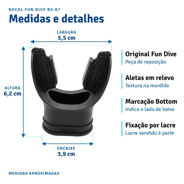 Bocal Fun Dive BS-X7 para Regulador X-7 e X-3, Peça de Reposição do Segundo Estágio - Imagem 4