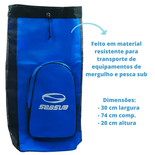 Mochila Drenante Seasub para Mergulho e Pesca Sub — Nylon 420 Plastificado com Ventilação - Imagem 2