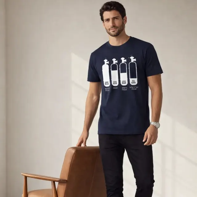 Camiseta de Mergulho Níveis de Felicidade Algodão Imersa Divers - Imagem 3