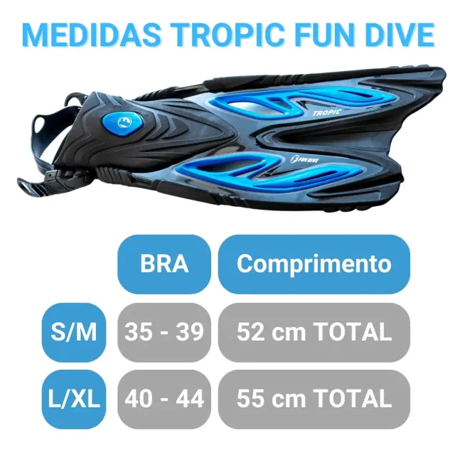 Nadadeira Fun Dive Tropic Pé Aberto para Mergulho, Snorkeling e Esportes Aquáticos - Imagem 10