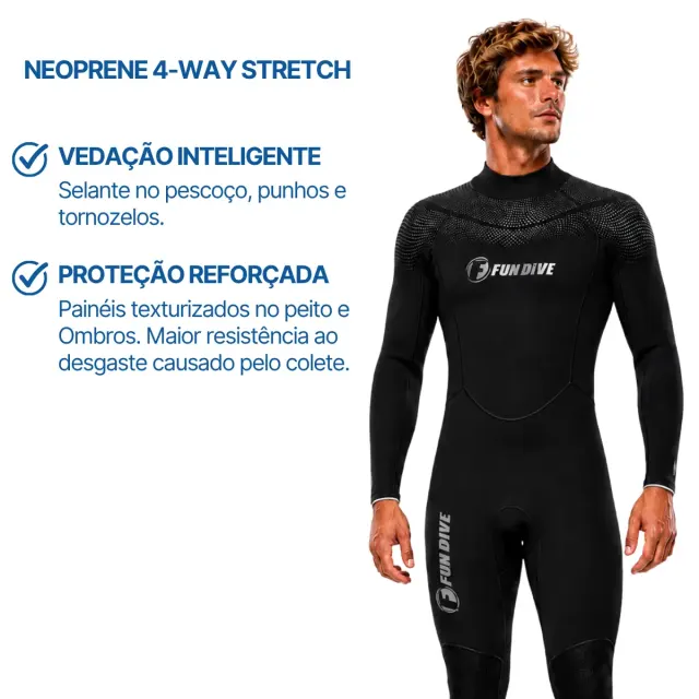 Roupa de Neoprene 7mm para Mergulho Fun Dive Neoflex Super Stretch - Imagem 3