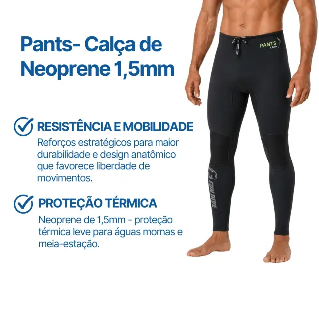 Calça Neoprene 1,5mm Fun Dive Pants com Cintura Ajustável para Surf - Imagem 2