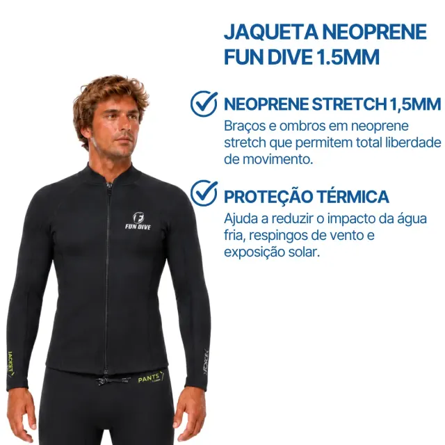 Conjunto de Neoprene 1.5mm Fun Dive · Jaqueta com Zíper + Calça - Imagem 3