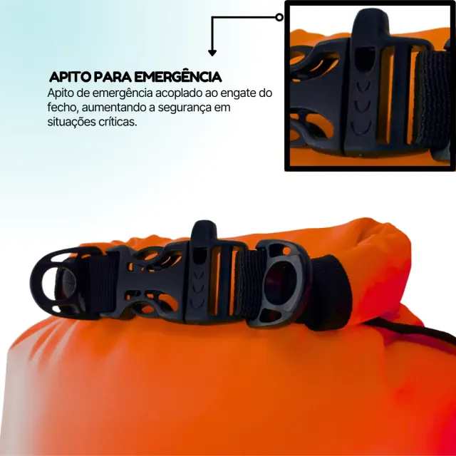 Boia de Natação Aquon 28L para Águas Abertas — Dry Bag Estanque com Apito - Imagem 8