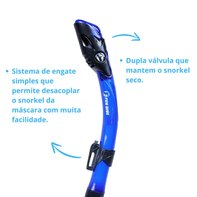 Kit Máscara Fun Dive Onix com Snorkel SK-10 Dry e Dupla Válvula - Imagem 16