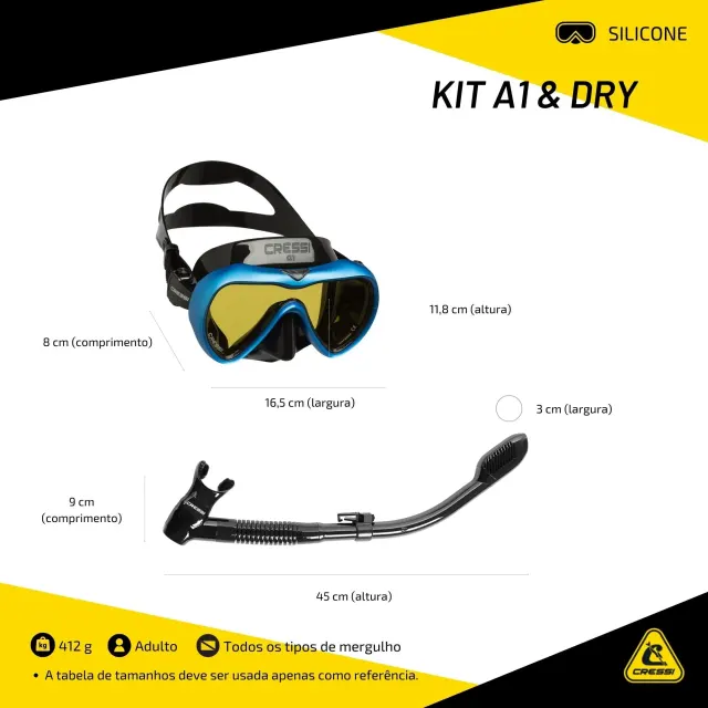 A1 + SUPERNOVA DRY, Kit Mergulho Máscara e Snorkel - Imagem 9