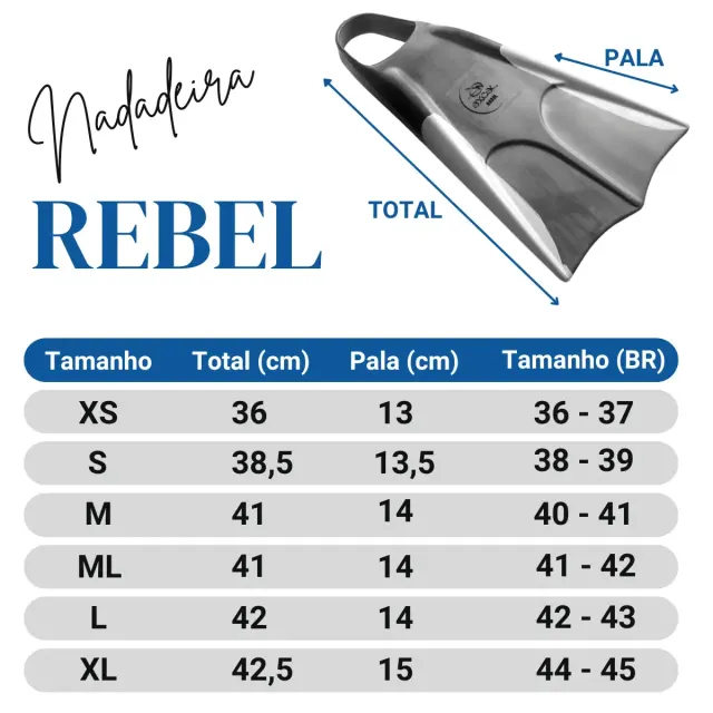 REBEL, Nadadeira borracha pala curta - Imagem 4