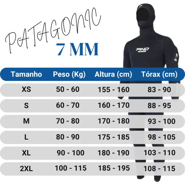 Roupa de Mergulho Semi Seca Patagonic 7mm Pino - Neoprene com Zíper Seco YKK e Capuz - Imagem 9