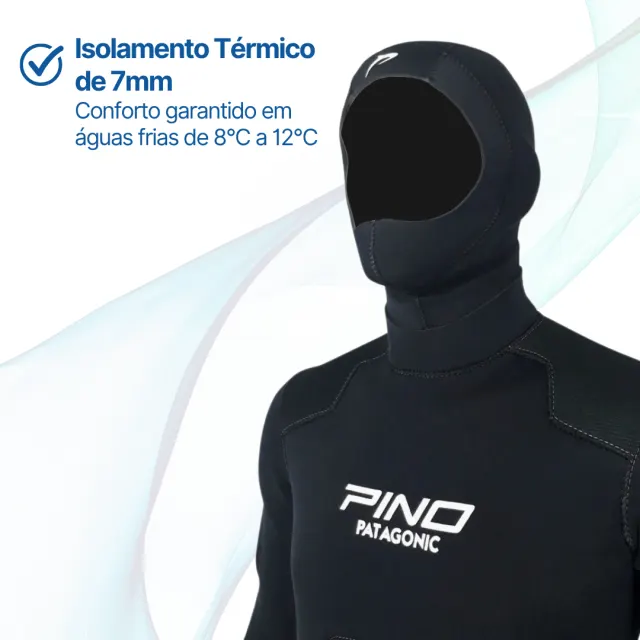 Roupa de Mergulho Semi Seca Patagonic 7mm Pino - Neoprene com Zíper Seco YKK e Capuz - Imagem 3